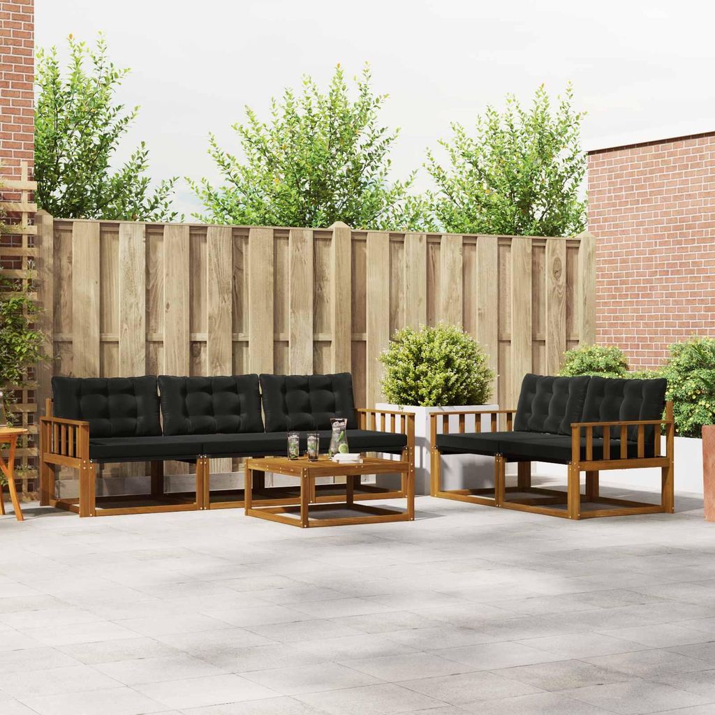 "Neues Produkt" Outdoor-Sofagarnitur ANTI-UV - CLORIS - mit Kissen - 6 pcs - Natürlich und Schwarz - Modern Gartensofas V658
