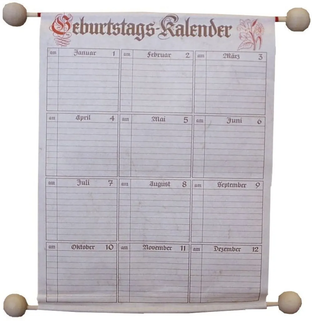 RNK Verlag 2886 Calendrier d'anniversaire perpétuel 230 x 300 mm