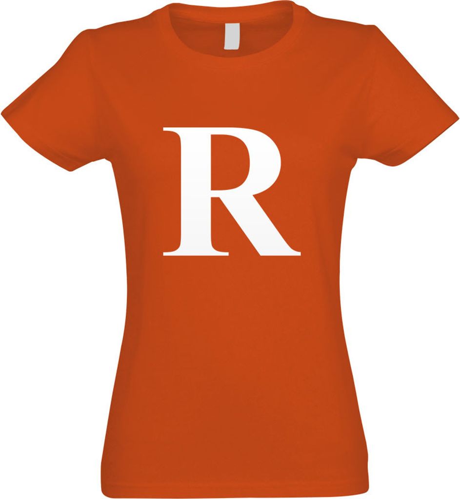 Kiwistar - T-Shirt tailliert - Damen - orange - Buchstabe R - Alphabet - mit Motiv Bedruckt - Funshirt Design - Sport - Freizeit - Damen - XL