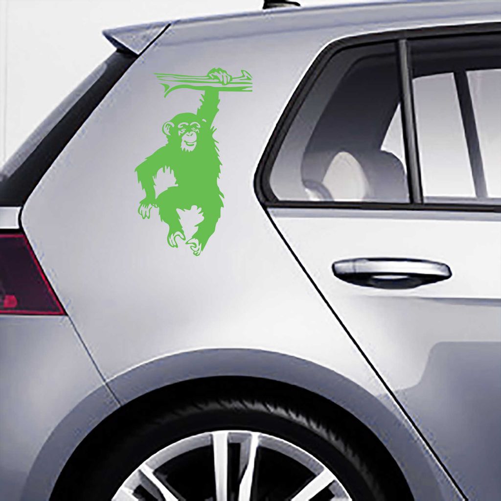 Aufkleber - Autoaufkleber-Set Schimpanse, 2 Stk. je 60cm x 37cm lindgrün - Tuning Carystyling Heckscheibe Auto