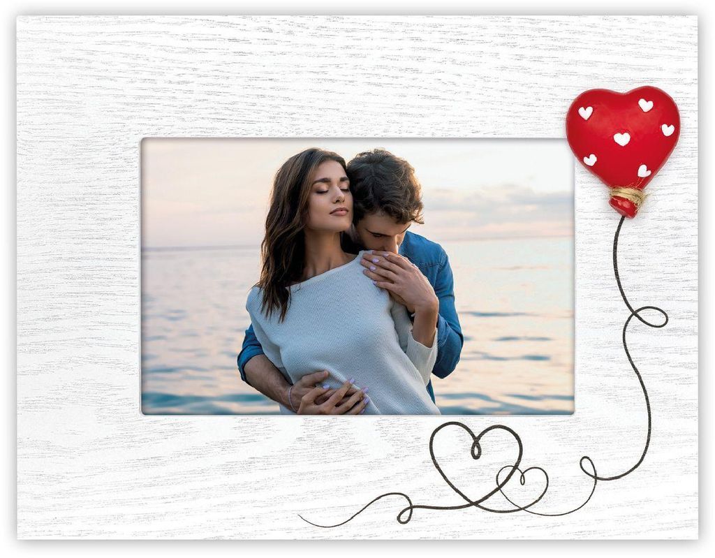 ZEP Felicia Bilderrahmen 10 x 15 cm aus weißem Holz mit Ballonverzierung