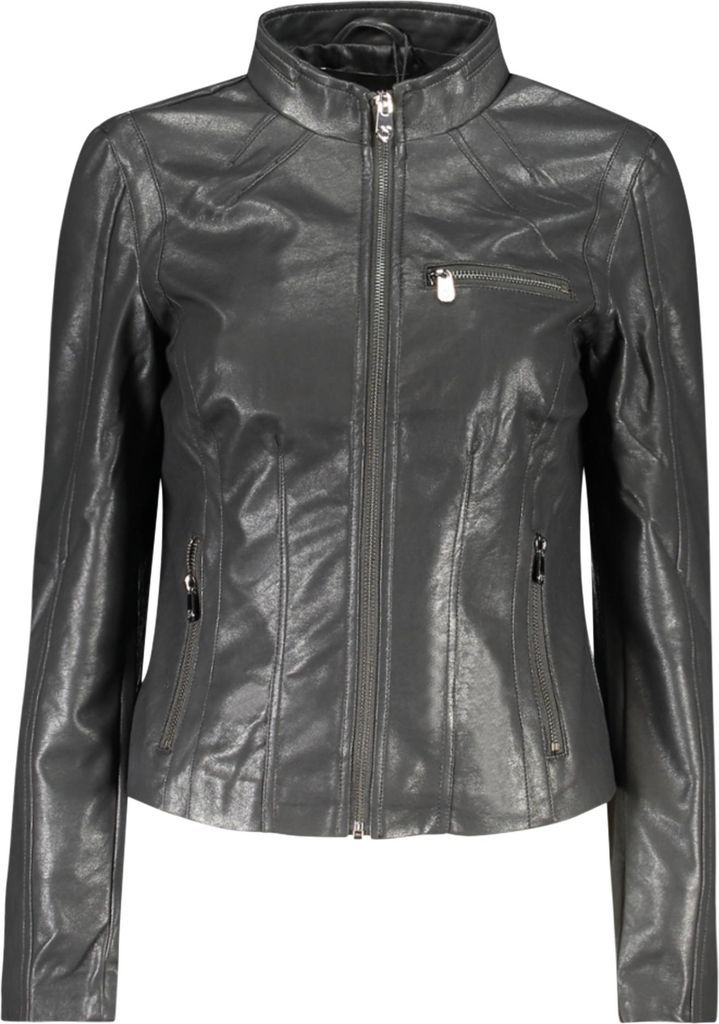 Modische Damenjacke Schwarz mit Taschen und Reißverschluss