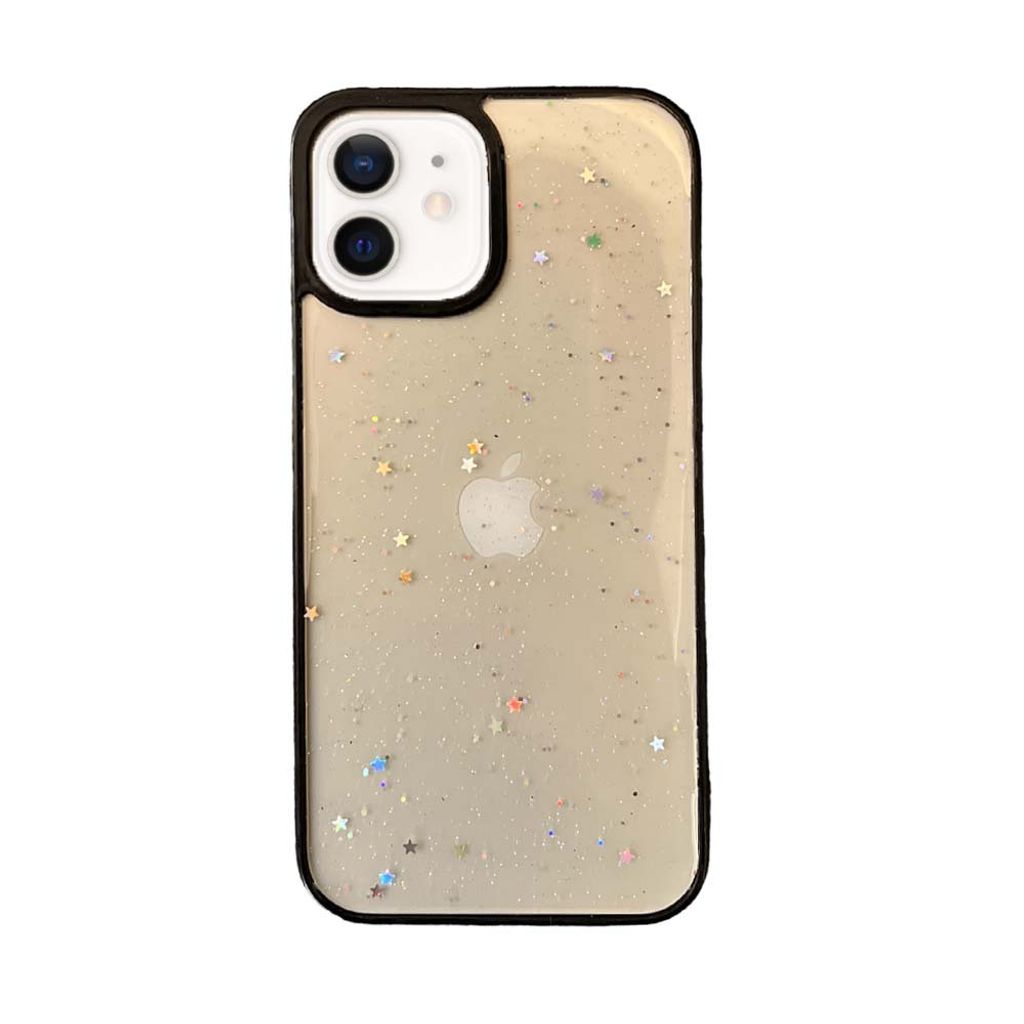 Smartphonica iPhone 12 Mini TPU Hülle transparent mit Glitter - Schwarz