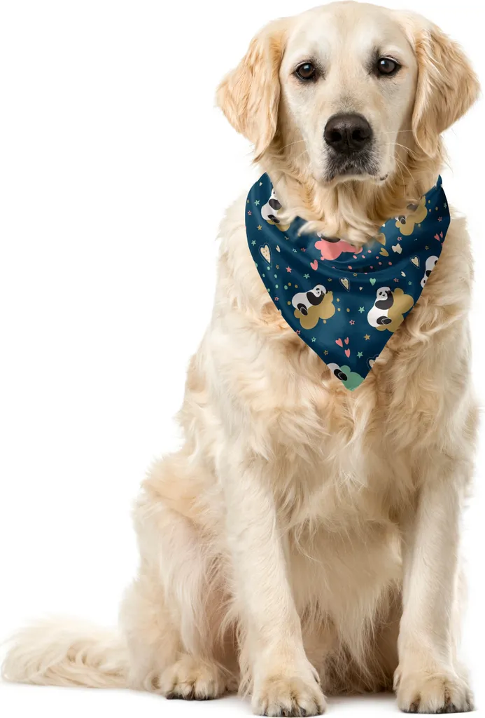 ABAKUHAUS Bandana per animali domestici Panda, doodle cuore-stella e pois, 40x40 cm, blu multicolore