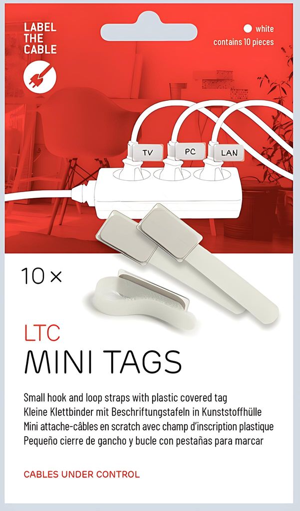 Label-The-Cable Mini 10er Set weiß 10 kleine Klettbinder Produktbild 