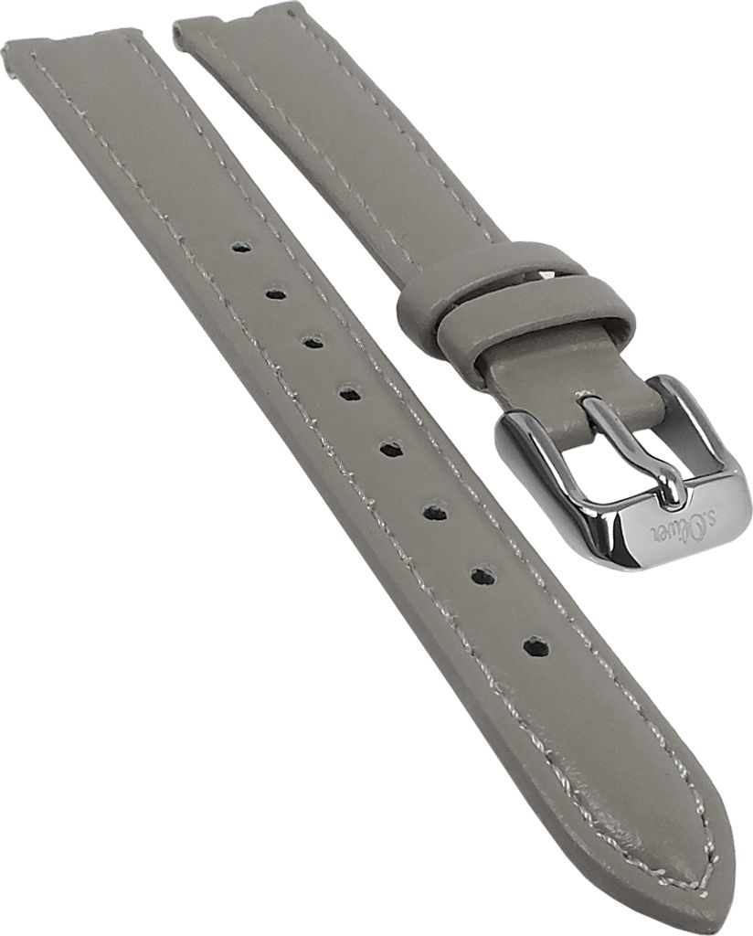 s.Oliver → Uhrenarmband 14mm Leder grau glatt gepolstert → Produktbild 