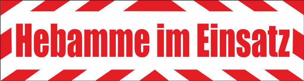 INDIGOS UG - Magnetschild "Hebamme im Einsatz " mit Rahmen 45 x 12 cm - Magnetfolie für Auto / LKW / Truck / Baustelle / Firma