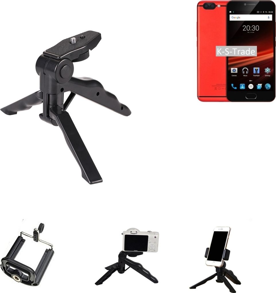 K-S-Trade Stativ Tisch-Ständer Dreibein Handy-Stativ Ständer kompatibel mit UMIDIGI Z1 Pro Mini-Stativ Smartphone Tripod Handy-Stativ aus Plastik