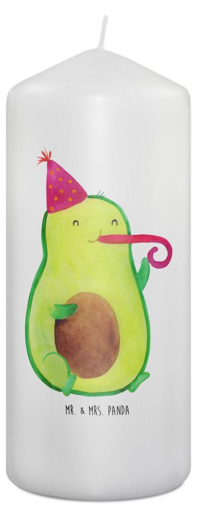 Mr. & Mrs. Panda Kerze Avocado Feier 19 x 8 cm - Weiß - Geschenk, Stumpenkerze, Party, Geburtstag, Bedruckte, Feierlichkeit, Erinnerungskerze, Wac...