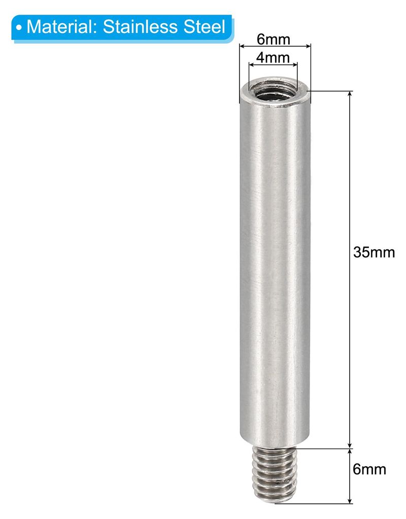 12 Stš¹ck M4 Abstandshalter, M4 35+6mm Spacer Distanzhš¹lsen Edelstahl Gewindeabstandshalter Schrauben Set 4mm ID 6mm OD Metrische m?nnliche we...