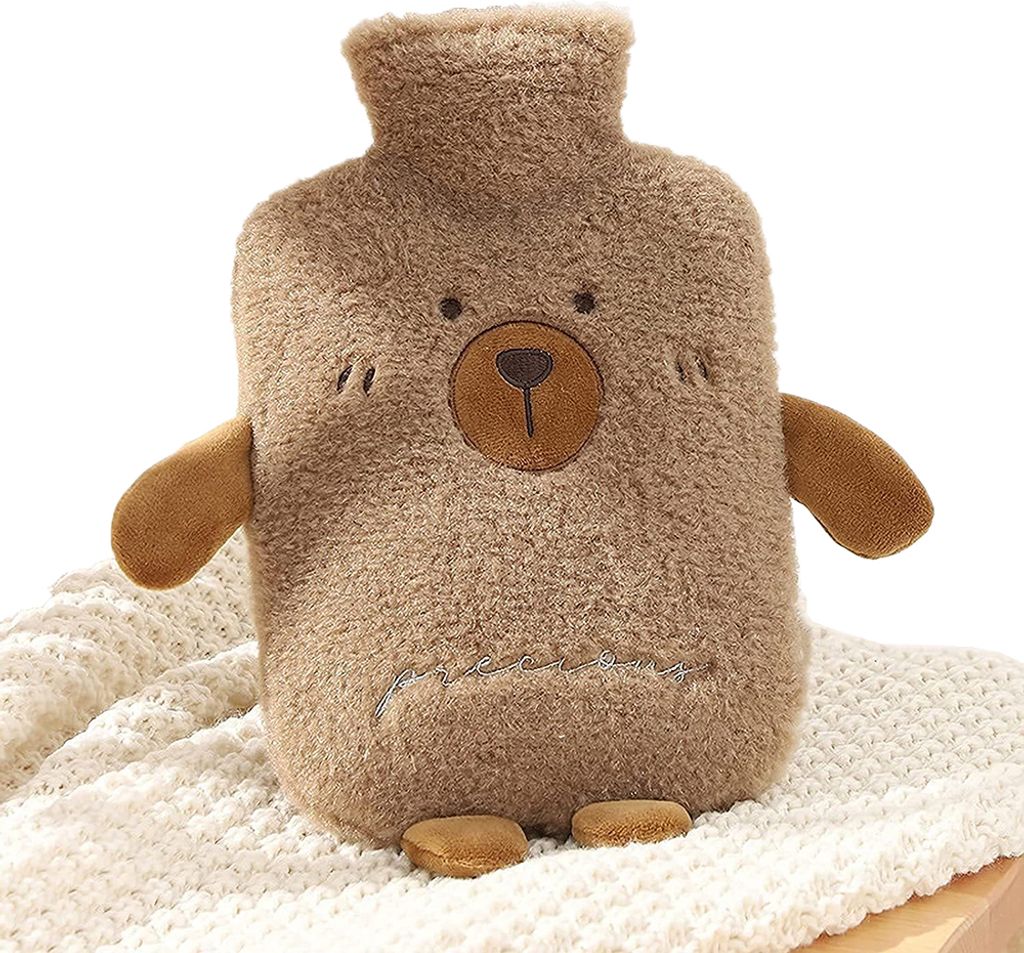 Wärmflasche mit Deckel aus weichem Plüsch Wärmflasche Kinder Erwachsene Wärmflasche zur Schmerzlinderung für Bauch Nacken Schulter Rücken Beine