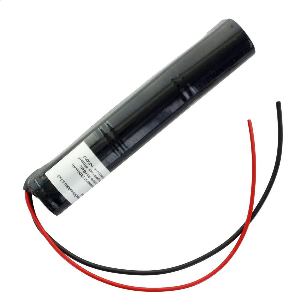 Notleuchtenakku NiMH 3,6V 1800mAh L1x3 Sub-C mit 200mm Kabel einseitig