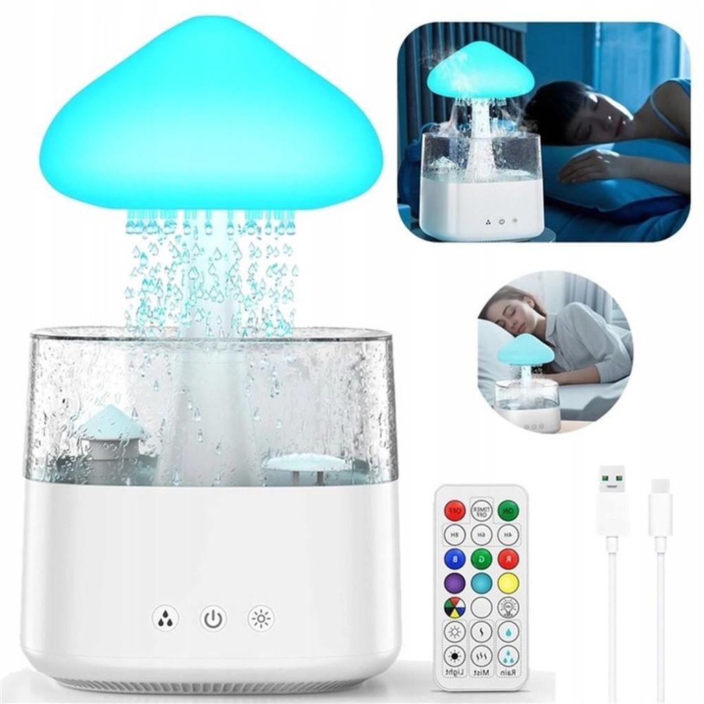 Luftbefeuchter, Diffuser Aroma, Regen Wolken Humidifier mit Fernbedienung Pilz Wasser Lampe, Raumbefeuchter, Schlafzimmer