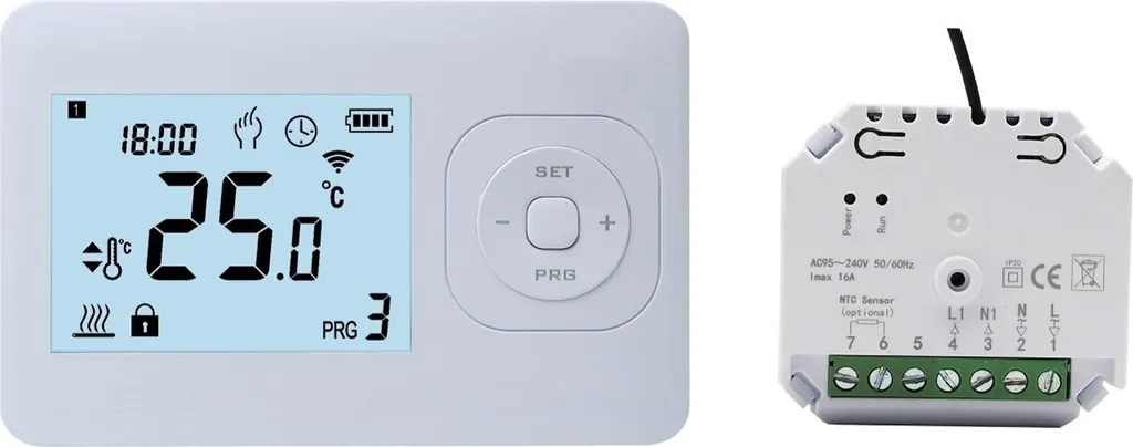 Thermostat programmable blanc sans fil pour radiateur 1200W - Confort - 4