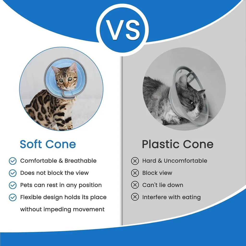 Collier de récupération chat bleu S flexible et lavable pour soins - 3