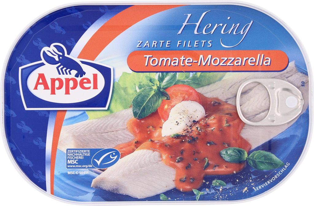 Appel Heringfilets in Tomate Mozzarella Sauce mit Basilikum Produktbild 