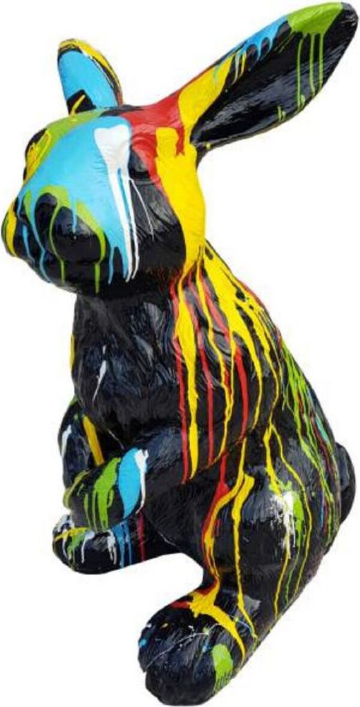 Casa Padrino Luxus Deko Skulptur Hase Schwarz / Mehrfarbig H. 120 cm - Große Deko Figur - XXL Deko Skulptur - XXL Deko Figur - XXL Tierfigur - Woh...