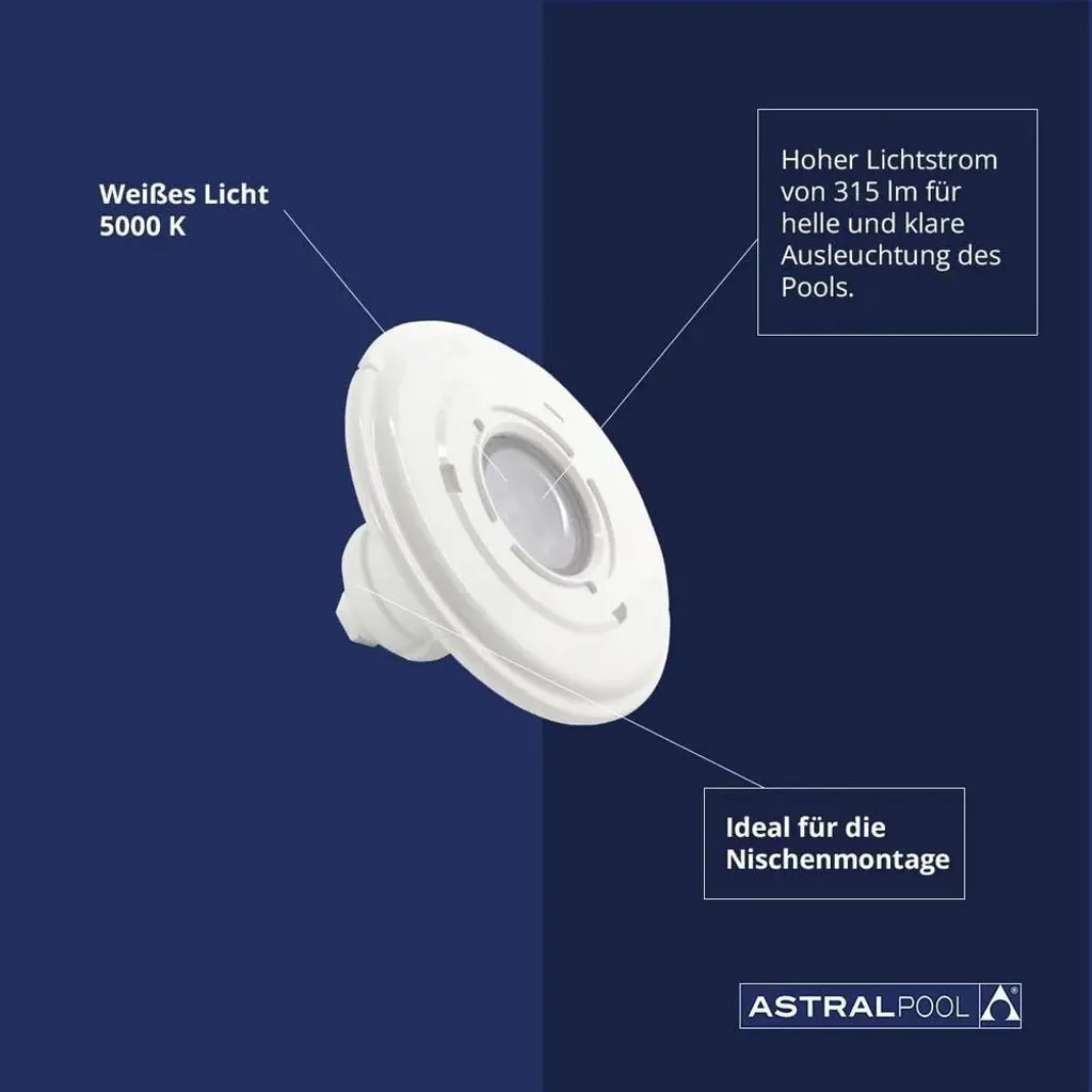 Mini projecteur LED blanc argenté Astralpool 76680 encastrable design - 4