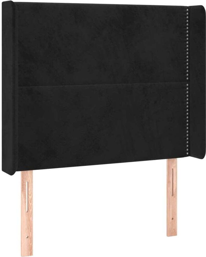 Kopfteil mit Ohren Schwarz 93x16x118/128 cm Samt