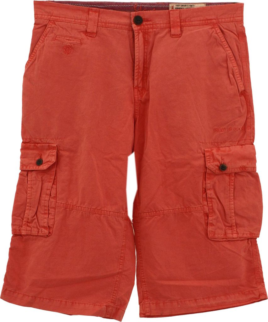 29986 Gin Tonic, Steve Long B, Herren kurze Jeans Shorts Bermudas, Popeline ohne Stretch, red, W 33