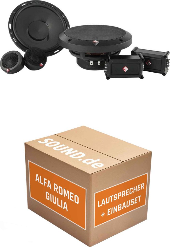 Lautsprecher Boxen Einbaupaket vorne Rockford P165-SE passend für Alfa Romeo Giulia | 2x Tief-Mitteltöner 2x Hochtöner