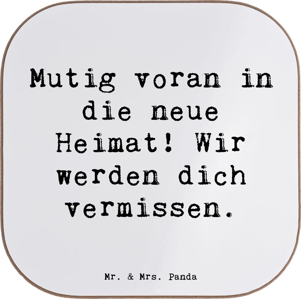 Mr. & Mrs. Panda Tischschoner Spruch Umzug in eine neue Stadt - Weiß - Geschenk, Trost, inspirierende Sprüche, Holzuntersetzer, Coaster, Vertraue...