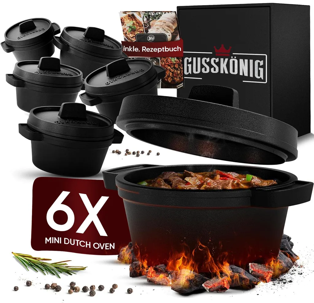 Mini Dutch Oven Set en Fonte - Finis les Plats Froids avec ces 6 Cocottes