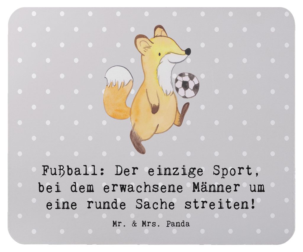 Mr. & Mrs. Panda Mousepad Fußballspiel - Grau Pastell - Geschenk, laptop, computermatte, Sportler, Geschenke, Tor, mousematte, Männer, Humor, Mou...