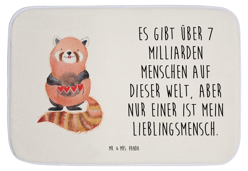 Mr. & Mrs. Panda Badteppich Roter Panda - Weiß - Geschenk, Lustige Sprüche, Liebe, Herz, Badezimmer Matte, Badvorleger, Liebling, Badezimmerteppi...