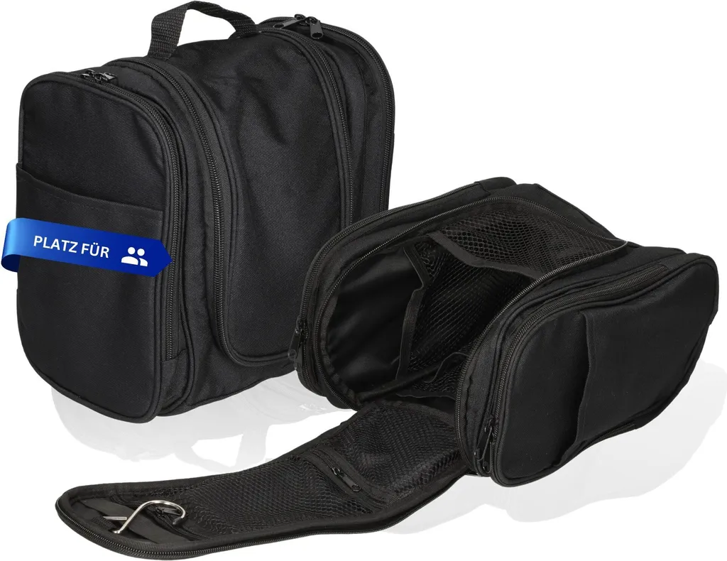 Organizer Bagno da Viaggio Essential Nero - 8 Tasche Traspiranti
