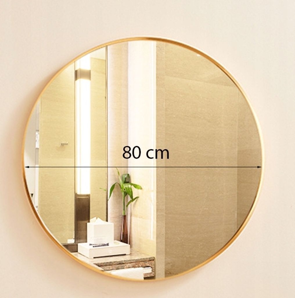 Okrúhle kúpeľňové zrkadlo so zlatým rámom s priemerom 80 cm Obrázok produktu 2