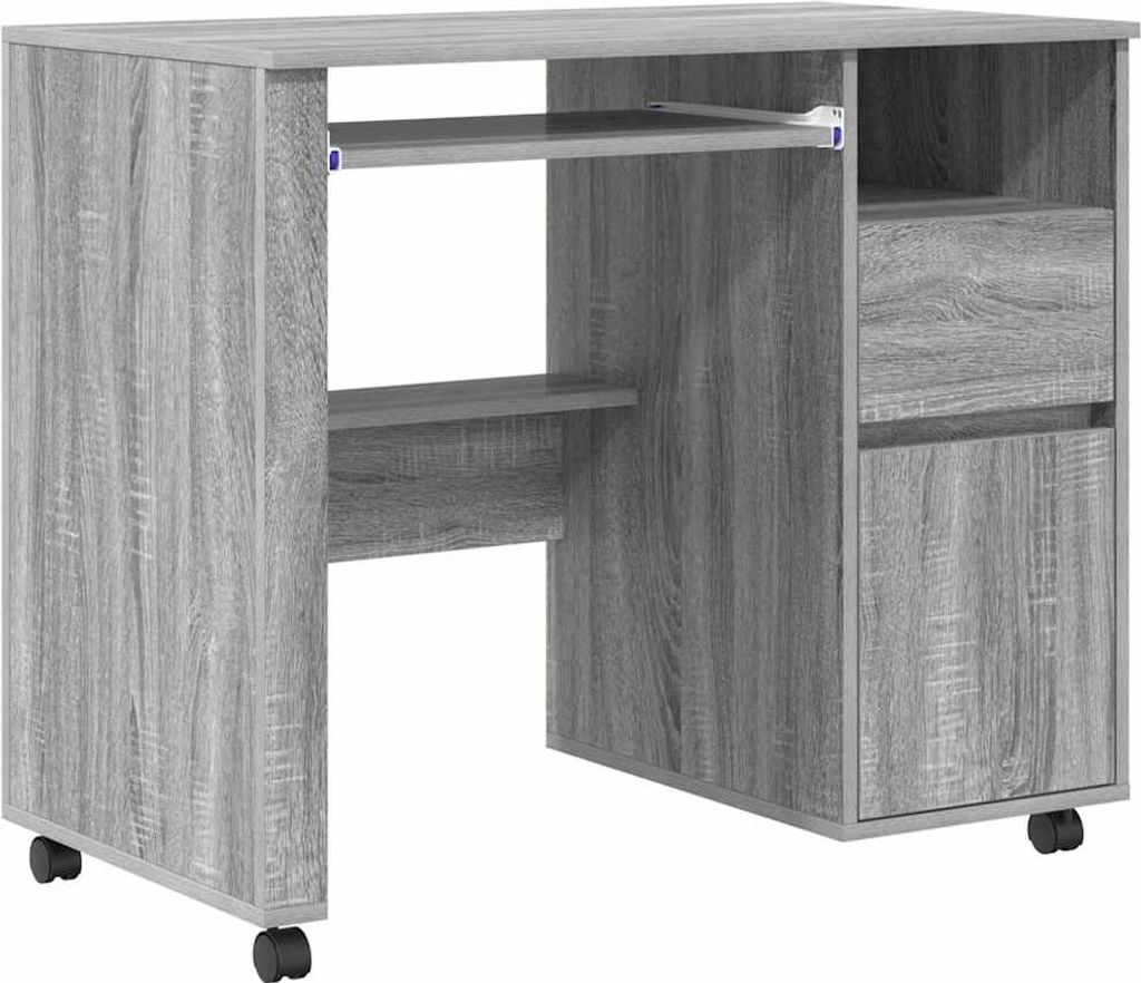 vidaXL Tisch mit Rädern Graues Sonoma 91 x 50 x 77 cm Holzwerkstoff
