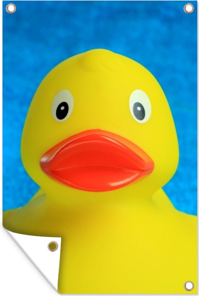 MuchoWow 40x60 cm Outdoor-Poster Gartendeko Sichtschutz Garten Poster für den Garten Gummi-Ente - Gelb - Blau