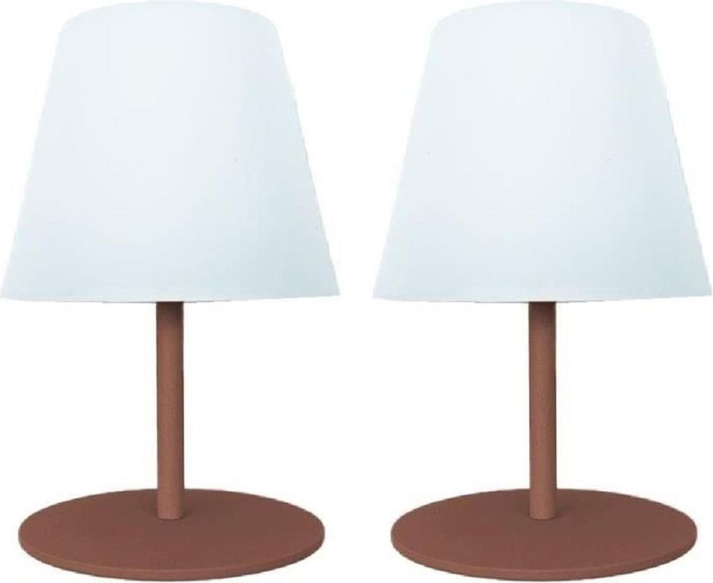 2 kabellose TWINS Tischleuchten – Terrakotta – H 16 cm – LED