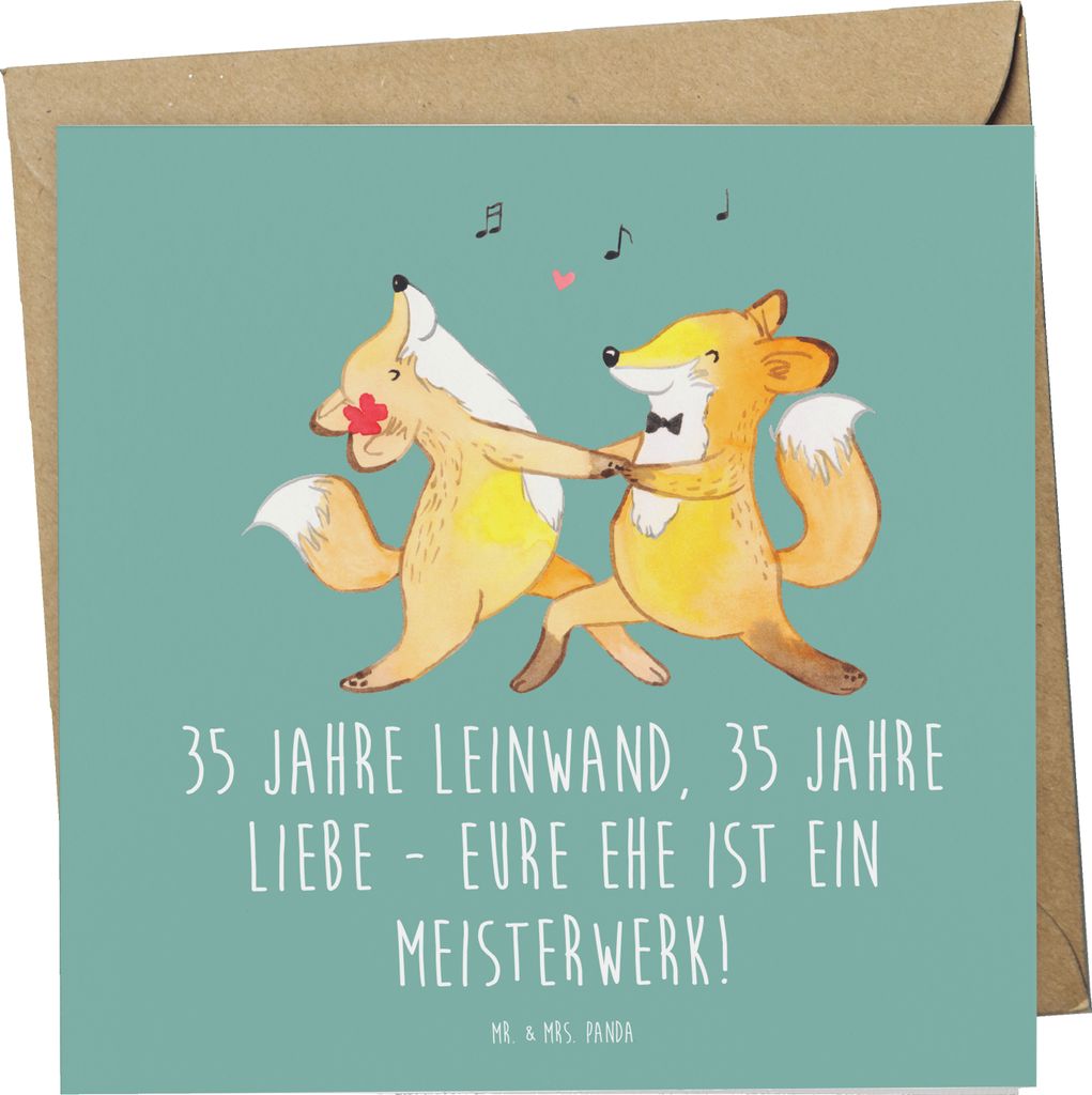 Mr. & Mrs. Panda Grußkarte 35. Hochzeitstag Leinwandhochzeit - Meeresbrise - Geschenk, Glückwunschkarte, Zusammenhalt, anlasskarte, Heirat, Eheju...