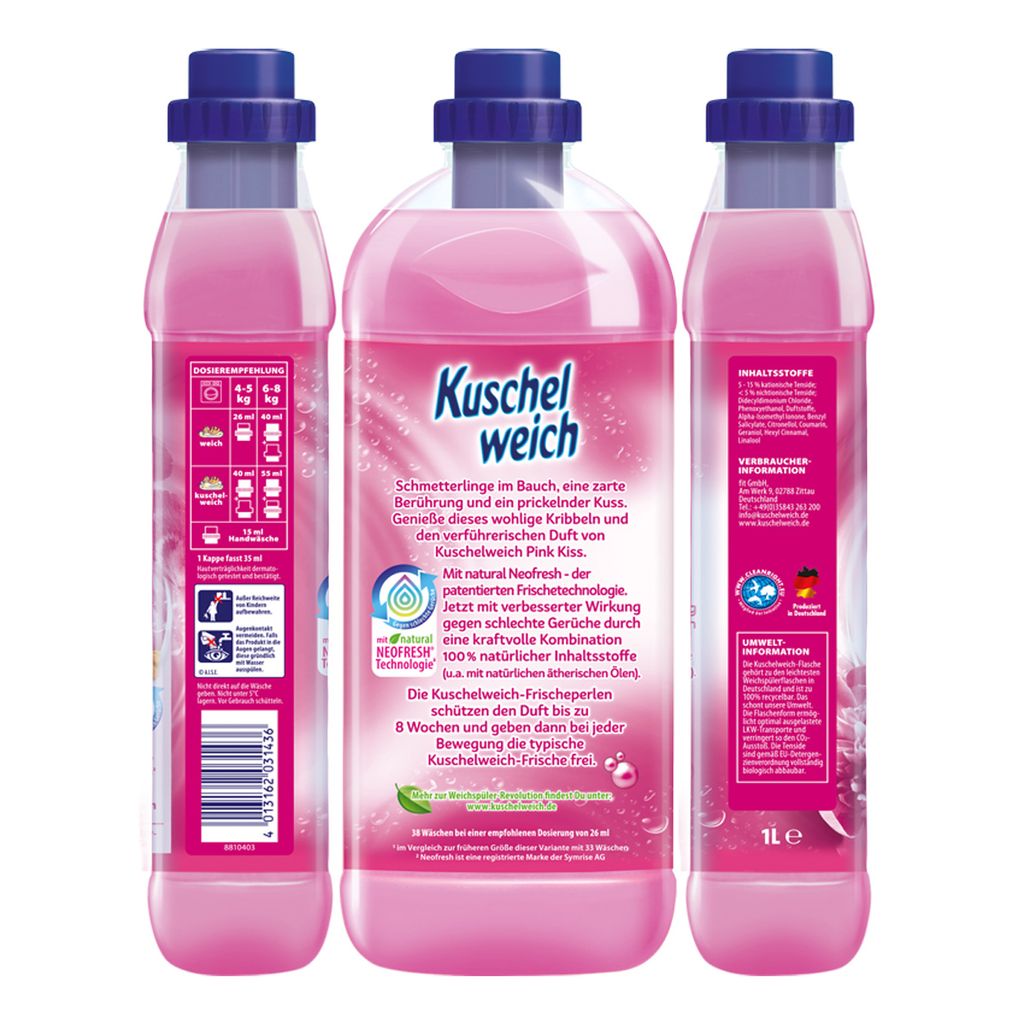 Kuschelweich Weichspüler Pink Kiss ergibt 38 Waschladungen Produktbild 2