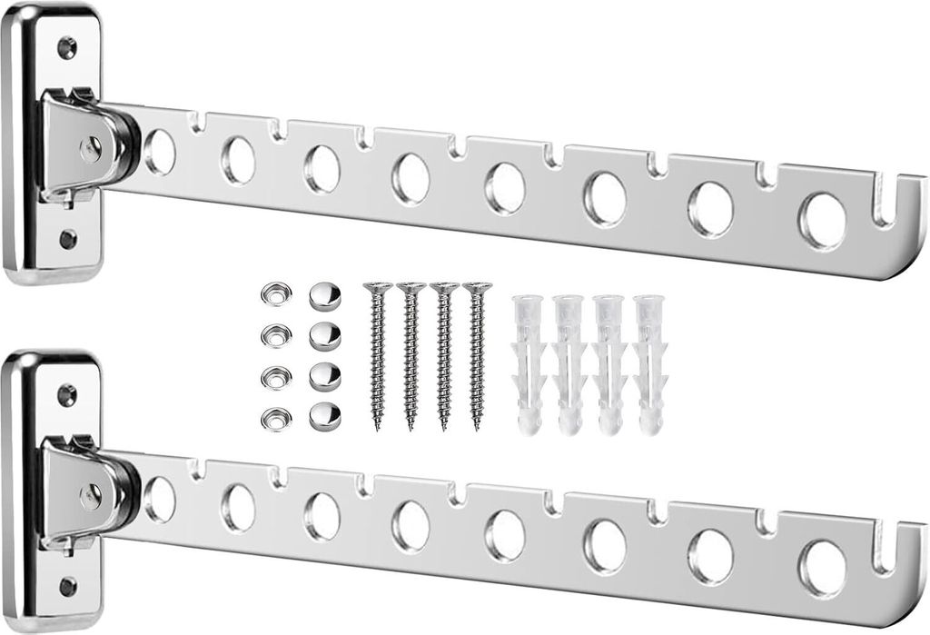 2 Stück Kleiderbügel Klappbar 30cm Wandtrockner, Wäscheständer, Kleiderbügel, Wandhalterung, Trocknerhalter, 90° drehbar, Kleiderständer, fa...