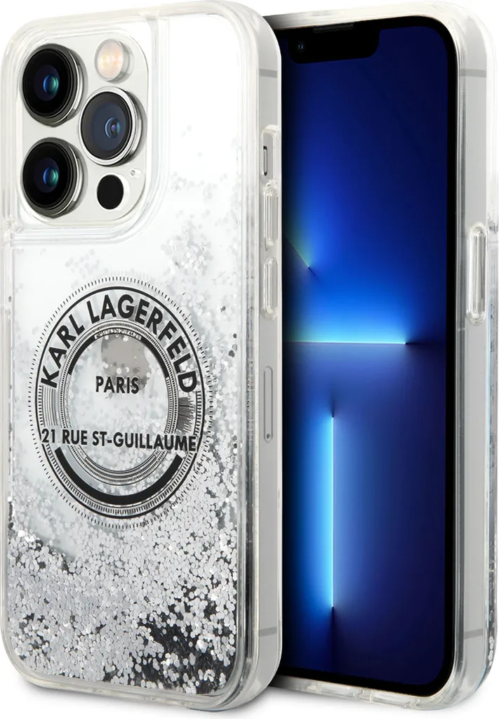 Cover iPhone 14 Pro Karl Lagerfeld Glitter Argento - Rigida RSG