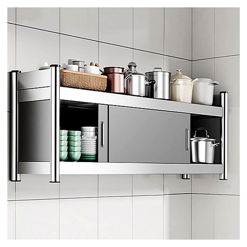 Robuster Küchenschrank aus Edelstahl, Wandmontage, Schiebetür-Aufbewahrung für Restaurants und Hotels, langlebige graue Oberfläche (100 x 30 x ...