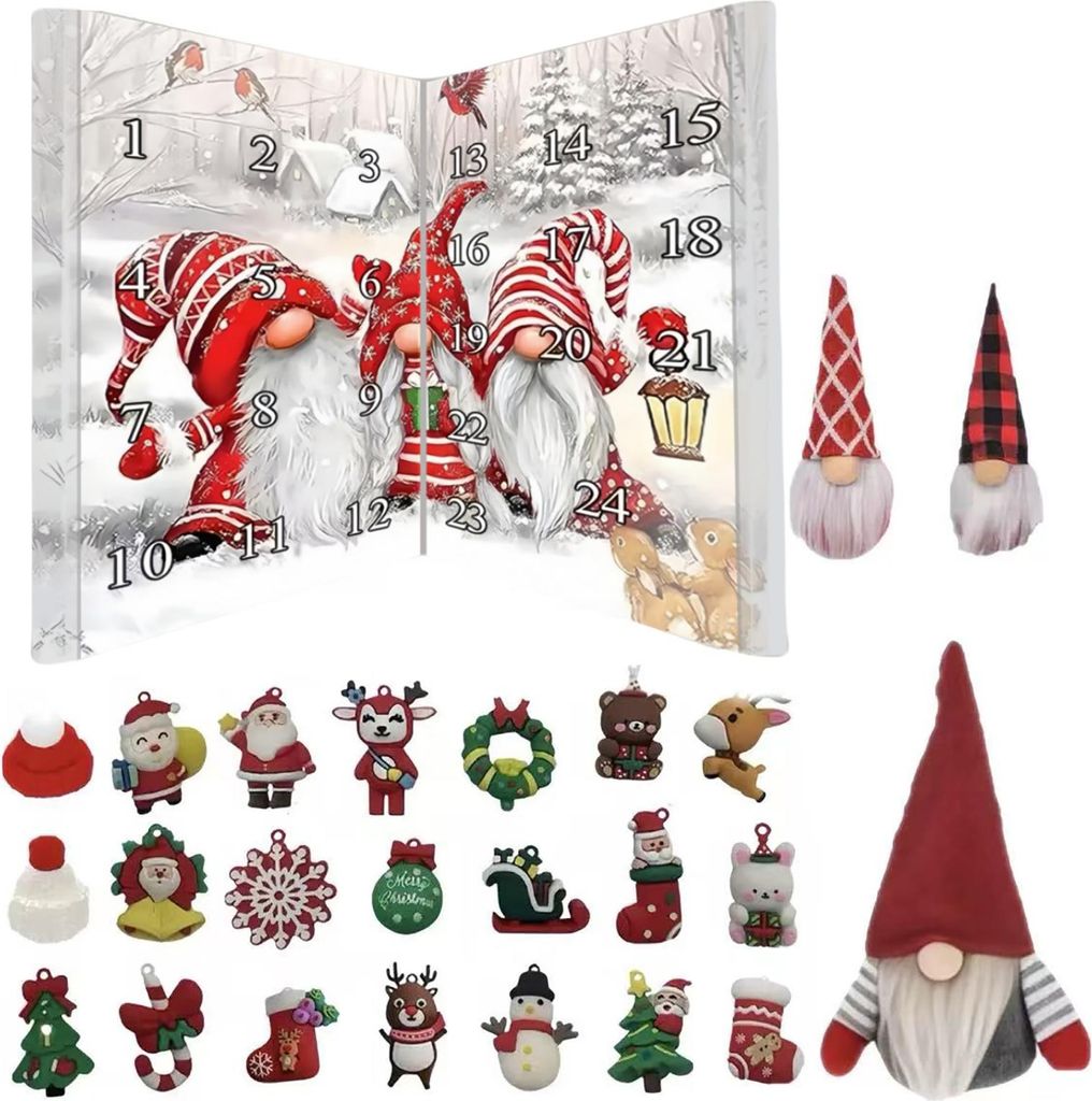 Zwergen-Adventskalender 2025, 24-Tage-Weihnachts-Countdown-Kalender mit sammelbaren Zwergenfiguren, Überraschungsgeschenk für die Heimdekoration