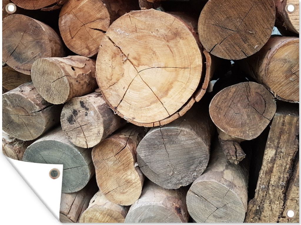 MuchoWow 40x30 cm Outdoor-Poster Gartendeko Sichtschutz Garten Poster für den Garten Stapel ungehacktes Brennholz