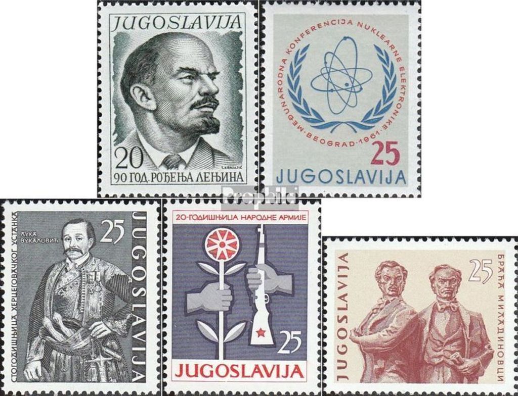 Briefmarken Jugoslawien 1960 Mi 926,942,970,971,972 (kompl.Ausg.) postfrisch Wladimir Iljitsch Lenin
