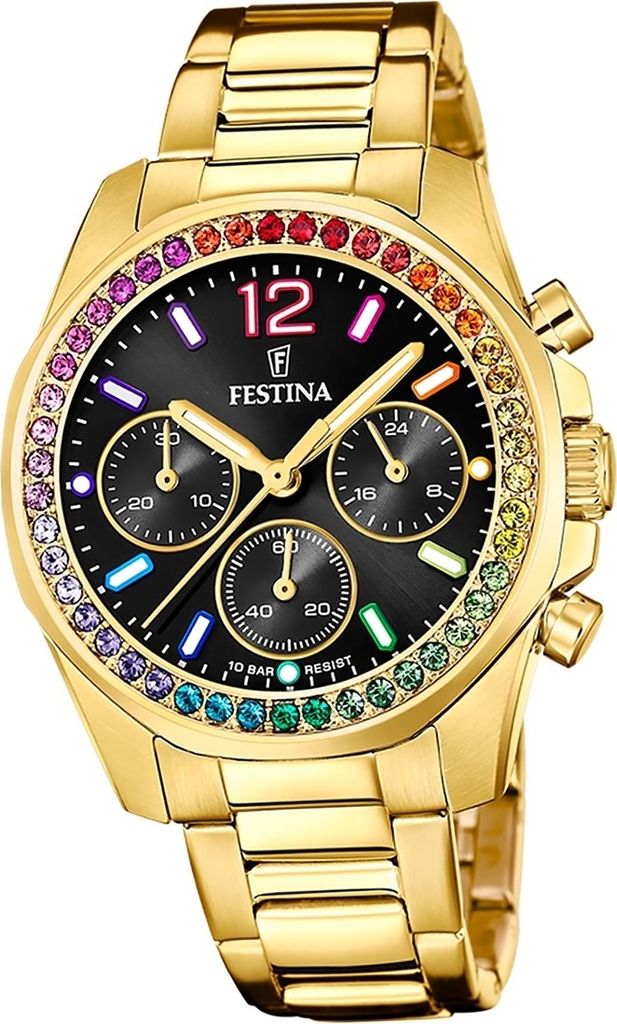 Festina Edelstahl Damen Uhr Armbanduhr gold Casual D2UF20609/3