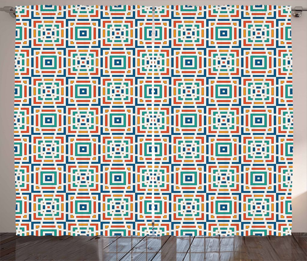 ABAKUHAUS Geometrisch Rustikaler Vorhang, Gewinkelten Streifen-Design, Wohnzimmer Universalband Gardinen mit Schlaufen und Haken, 280 x 245 cm, Meh...