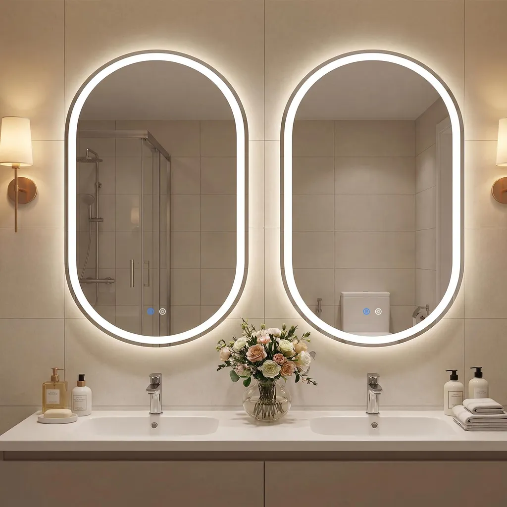 Specchio Bagno LED COSTWAY Rotondo 60 Cm – Luce Regolabile 3000-6000K, Disappannamento E Telaio In Alluminio