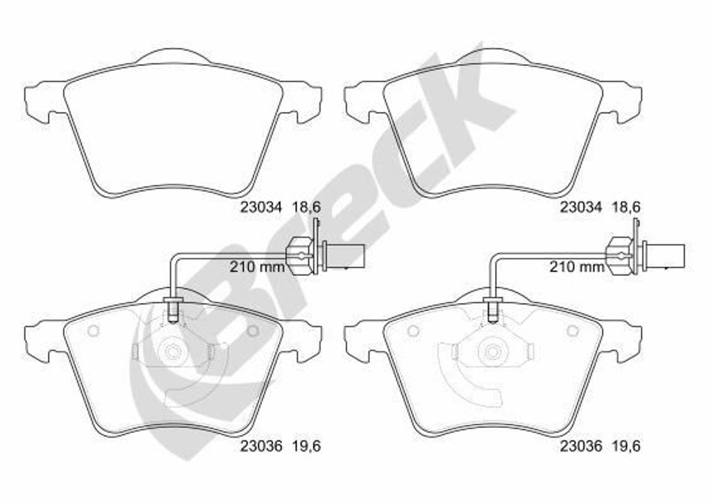 BRECK Bremsbeläge Satz Vorne Bremsklötze für VW Transporter IV Bus (70B, 70C, 7DB, 7DK, 70J, 70K, 7DC, 7DJ) 23034 00 703 10