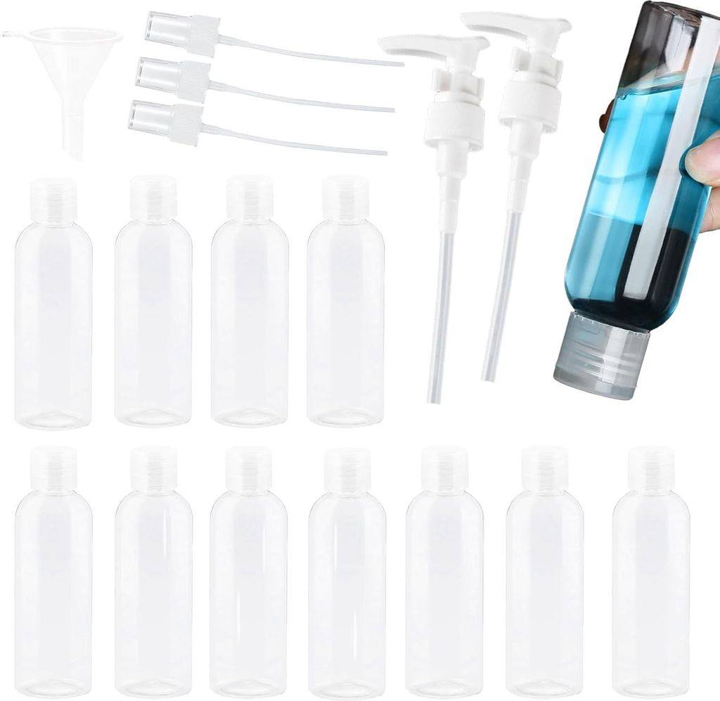 Transparente 100 ml kleine Flaschen Handgepäck Reiseset - 10 Stück mit Flip-Deckel