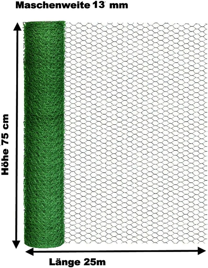 Hasendraht grün 75cm x 25m Drahtgeflecht sechseckig Produktbild 