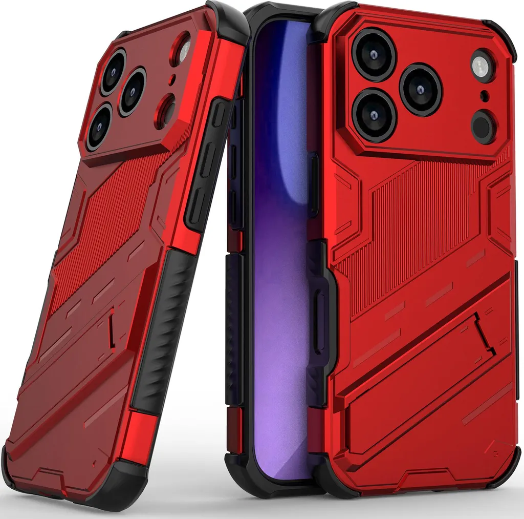 Custodia iPhone 17 Pro Antiurto Rossa - Cover Ibrida PC TPU con Stand
