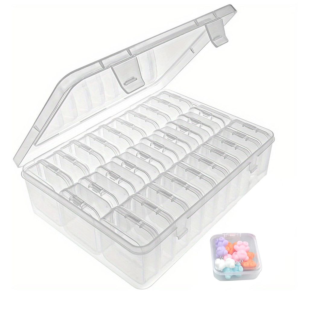 Aufbewahrungsbox mit Deckel,30 STK Plastik Klar Box Kunststoff Aufbewahrung Behälter Box,Kommt mit einer großen Box,Zur Aufbewahrung von Schmuck